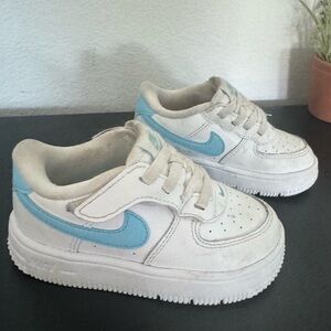 Nike Air Force Ones White/Baby Blue 7C